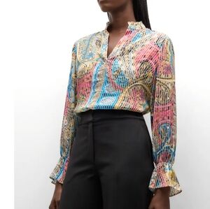 Elie Tahari nwot The Beth Striped Paisley-Print Blouse medium